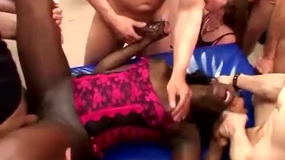 African slut gets gang banged by white rods roughly