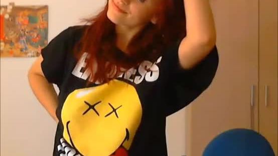 Cute readhead teen striptease on webcam