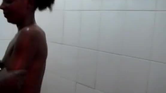 Passionate black lesbians kiss and fuck in bathroom