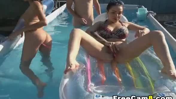 Jmac fucks amazingly hot babe while having a pool party